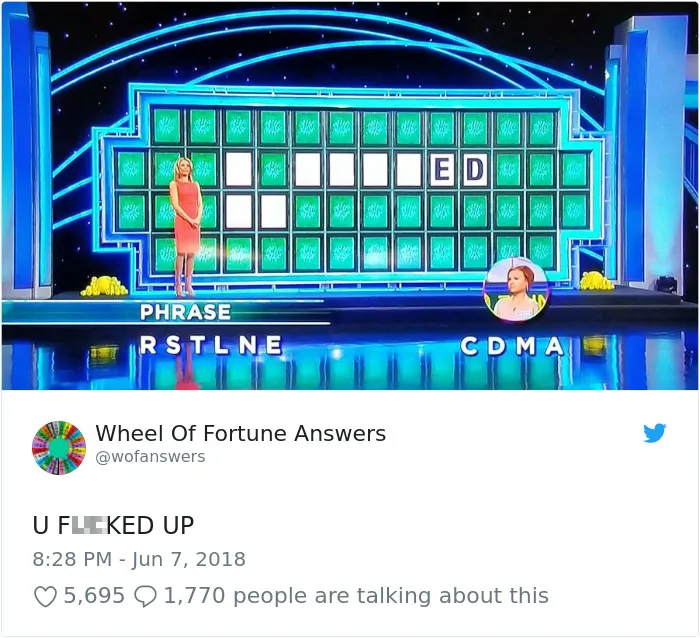 Someone Is Tweeting Hilariously Wrong "Wheel Of Fortune" Answers, And We Can't Get Enough