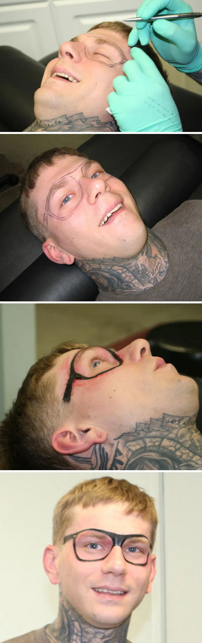Se ha tatuado gafas en la cara