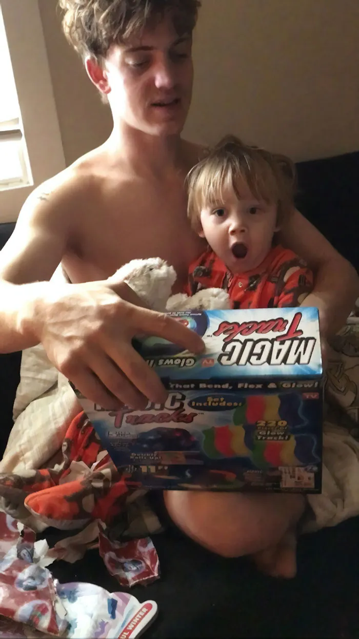 My Son Didn't React In The Video To His Grandma's Present, So I Just Screenshot Him Yawning And Send That