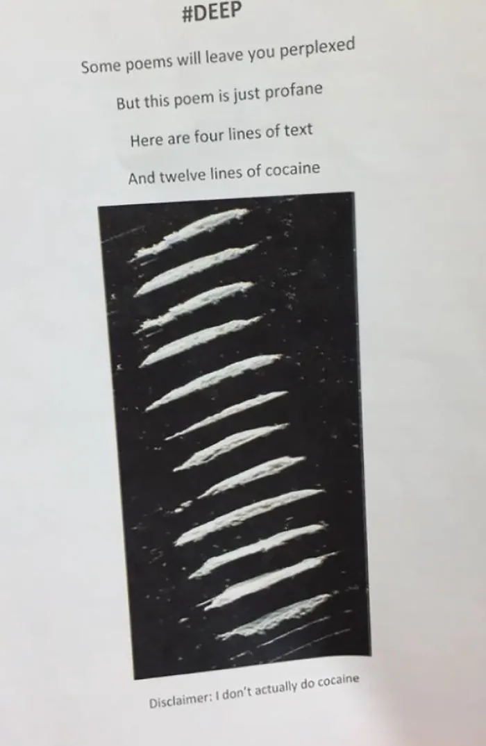 The Teacher Asked For A 16 Line Poem, This Is What This Kid Turned In