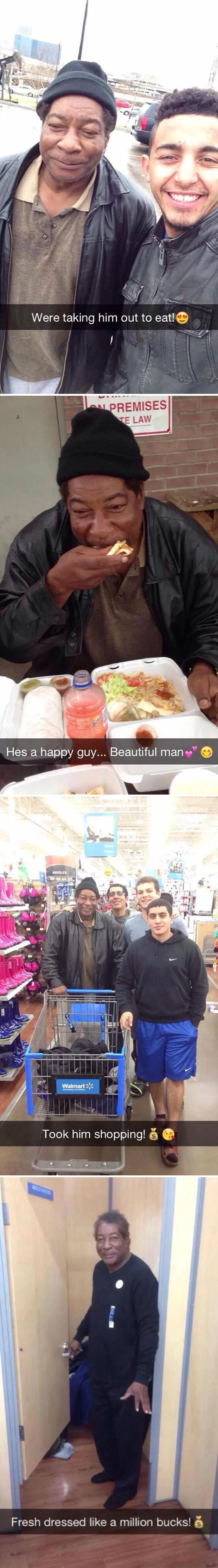 Cada día, yendo a clase, estos chicos veían a un indigente, y decidieron ayudarle llevándole a comer y de compras