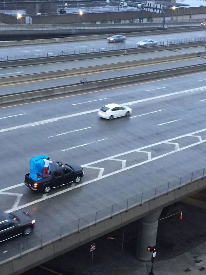 Nah, We Don't Need To Rent A Truck, I'll Just Stand On The Edge And Hold It