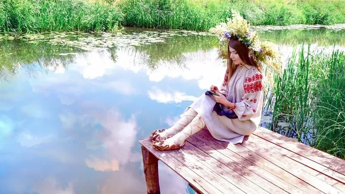 Video With Beautiful Girl In Traditional Belarusian Clothes.