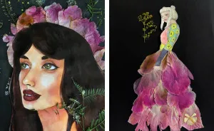 I Paint Colourful Watercolour Portraits With Dried Flowers To Keep My Stress Levels Down And Help My Depression