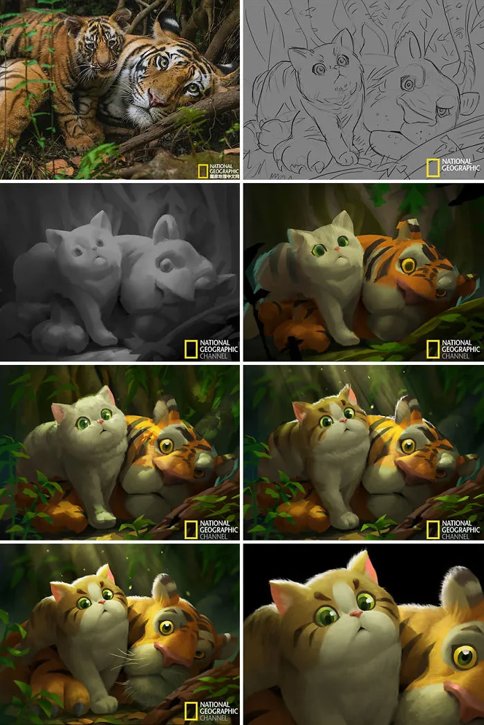 Este artista convierte en ilustraciones las fotos de National Geographic con adorables resultados