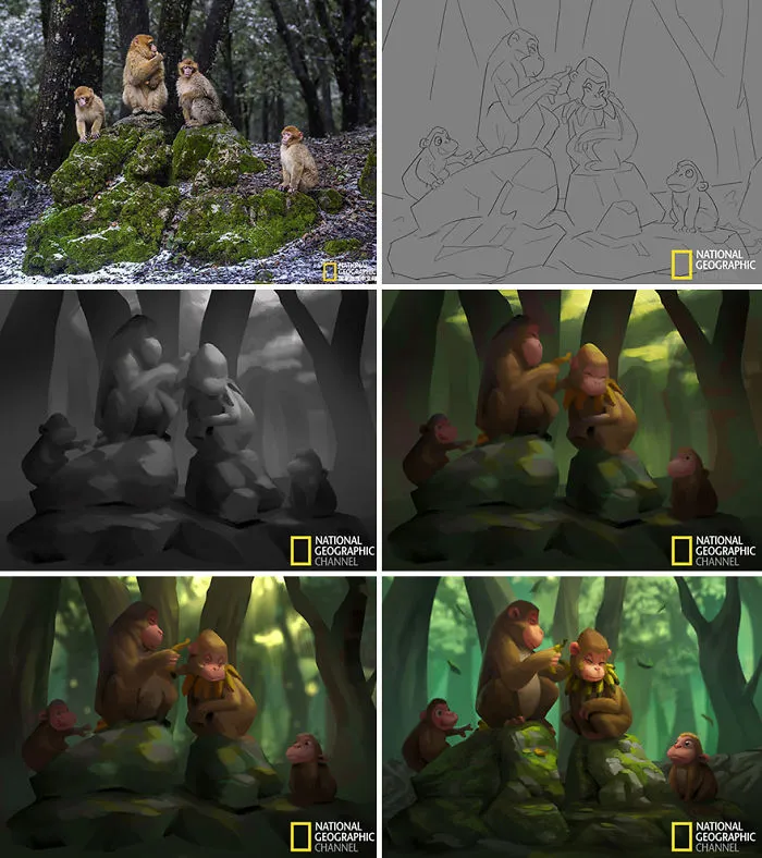 Este artista convierte en ilustraciones las fotos de National Geographic con adorables resultados