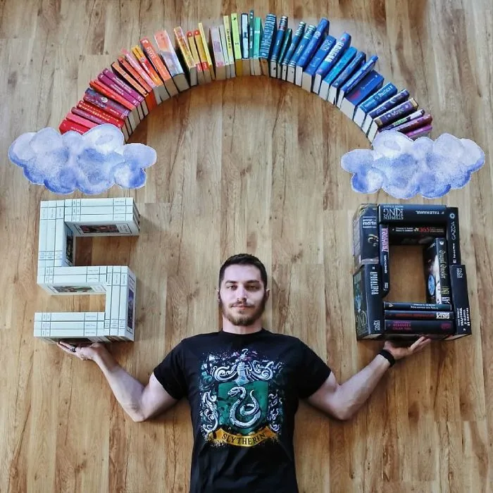 Book-Loving Guy Turns His Massive Library Into Art And His 120k Instagram Followers Approve