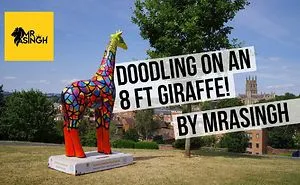 Doodling On An 8 Foot Giraffe!