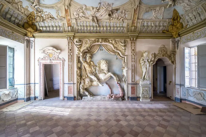 Horse Statue In An Abandoned Castle