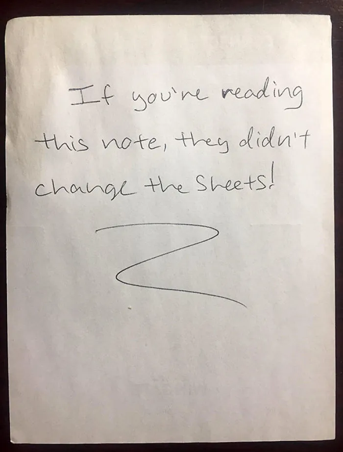 Found This Note In My Hotel Bed Last Night