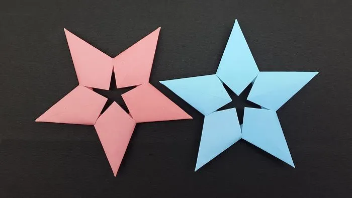 How To Make A Paper Ninja Star Shuriken (5 Pointed) New Version - Origami