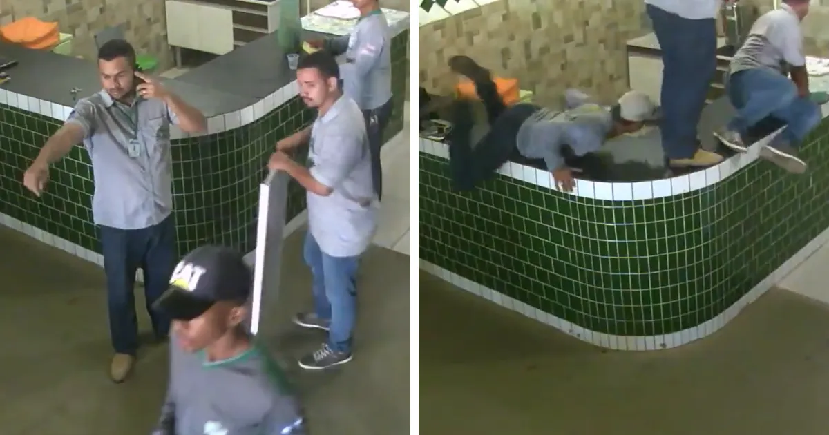 Estos obreros aterrorizados huyeron de un pitbull que venía corriendo, pero uno de ellos sabía exactamente qué hacer