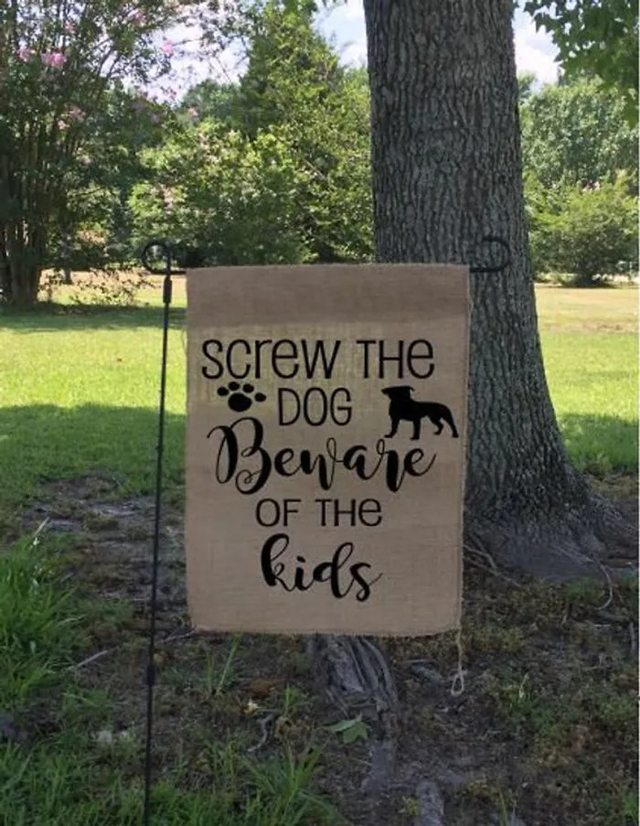 Funny Burlap Garden  Flag