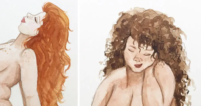 I Paint Beautiful Plus-Sized Nude Life Studies In Watercolour To Encourage Body Positivity
