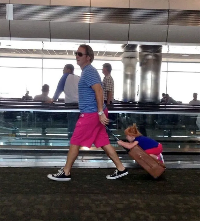 I Was At The Airport Awhile Back When I Saw This. The Dad Was Walking Back And Forth While His Daughter Kept Laughing The Whole Time
