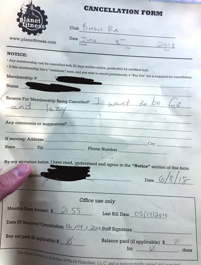So A Guy Came In And Cancelled His Planet Fitness Gym Membership Today
