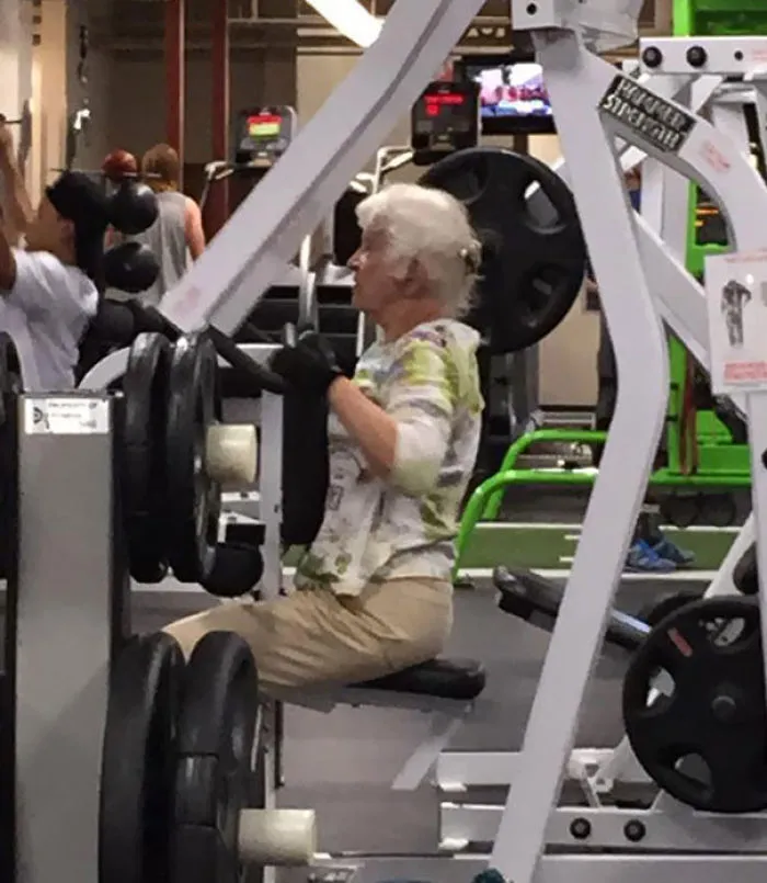 Gym Workout. She Has A Dance Competition Coming Up.  Her Partner Is In His 90's And Is "Kind Of Weak". She Wants To Be Strong Enough To Hold Him Up