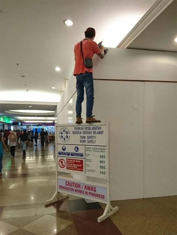 The Sign Reads: Think Safety, Work Safely