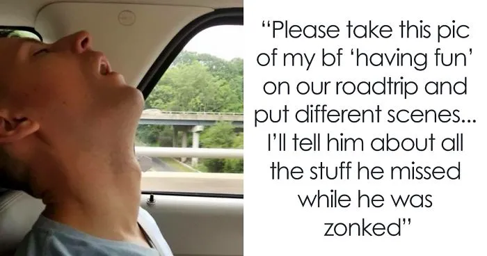 Guy Falls Asleep On Roadtrip, Girlfriend Asks Internet To Photoshop In What He Misses Along The Way