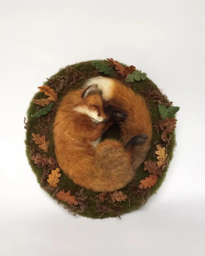 Needle Felted Fox Sculpture