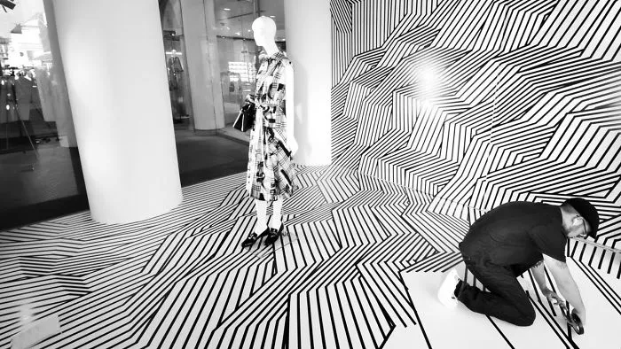 Tape Art Install At Lodenfrey - Munich, Germany