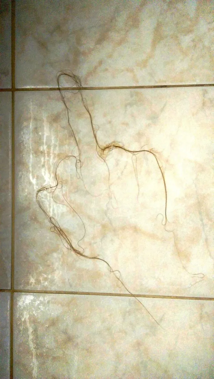 A mi novia se le olvidó limpiar los pelos de la ducha y me dediqué a hacer algo de arte