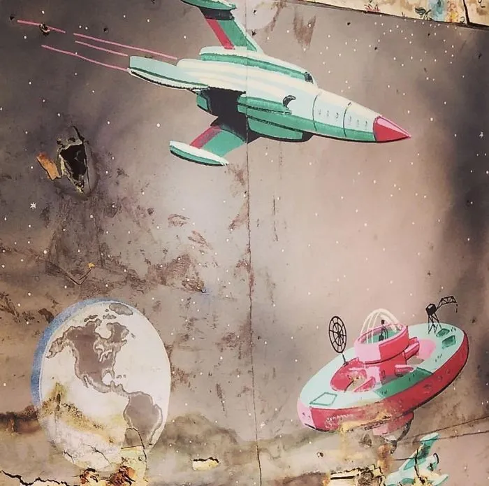 This Vintage Space Themed Wallpaper Found Under 3 Layers Of Other Wallpaper In An Old Farm House