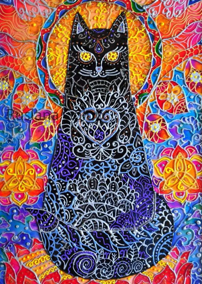 Colorful Cat Art By Ruslana Golub