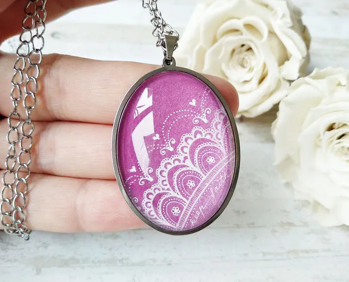 My Friend Challenged Me And I Did It, I Turned My Canvas Ink Drawings Into Jewelry.