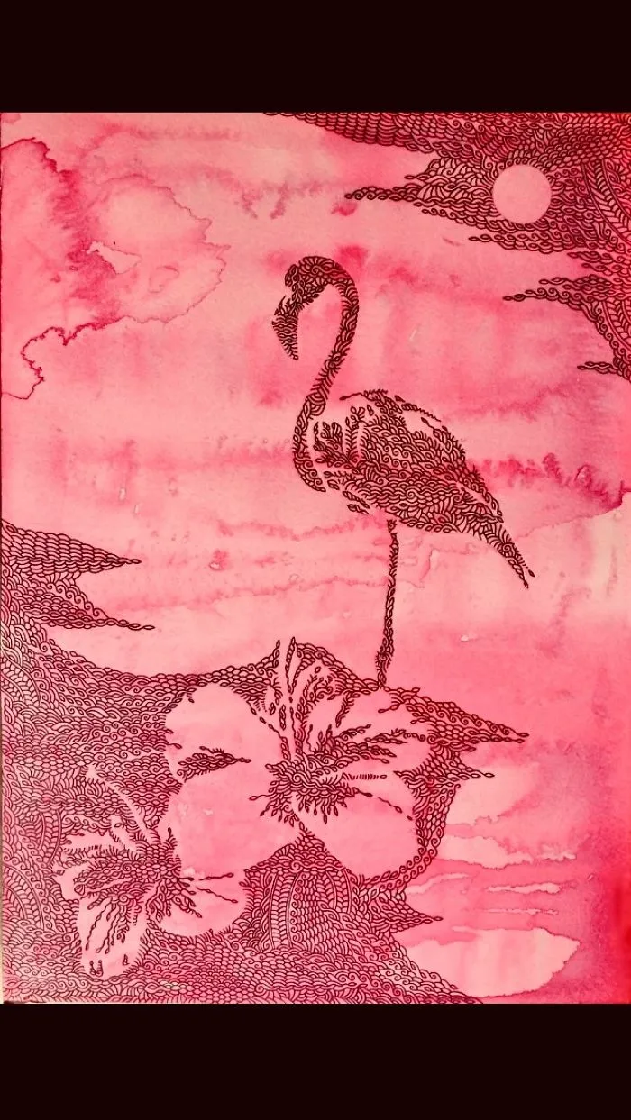 Flamingos Are Black In The Sunset