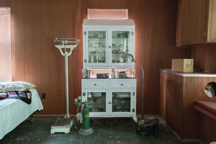 Old Medical Cabinet And Doctor's Items