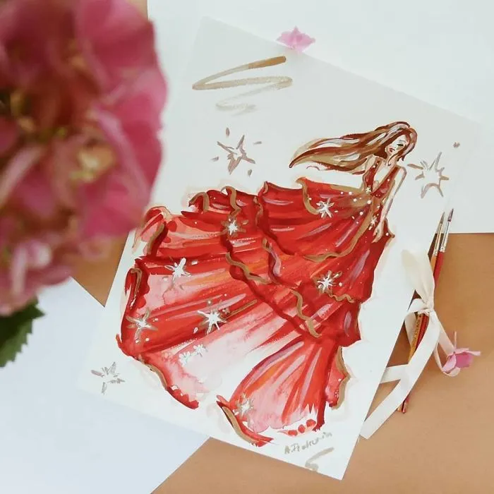 I Create Beautiful Watercolor Dresses