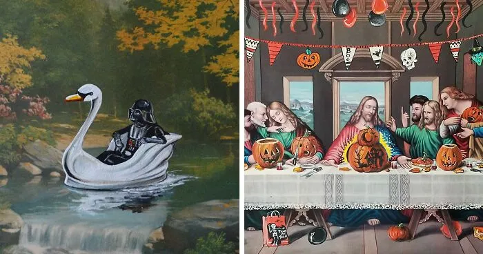 I Buy Unwanted Art From Thrift Shops To Add In A Little Something From Myself, And Here's The Result (29 New Pics)