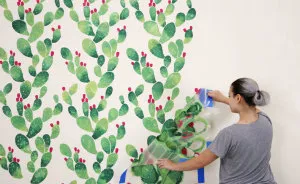 We Turned A Boring Wall Into An Instagrammable Cactus Paradise Using A Stencil