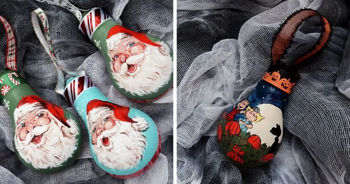 I Salvage Burnt Out Light Bulbs And Transform Them Into Hand-Painted Holiday Ornaments
