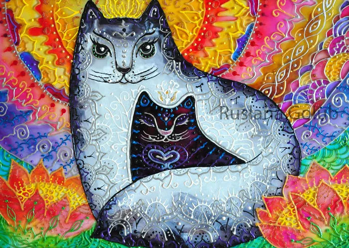 Colorful Cat Art By Ruslana Golub