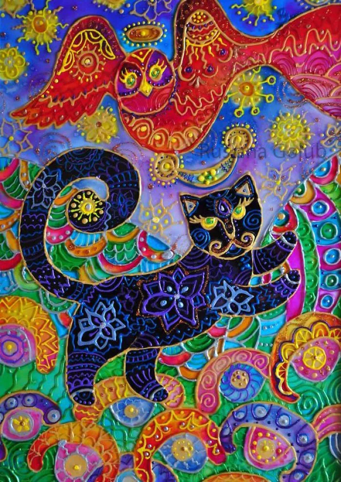 Colorful Cat Art By Ruslana Golub