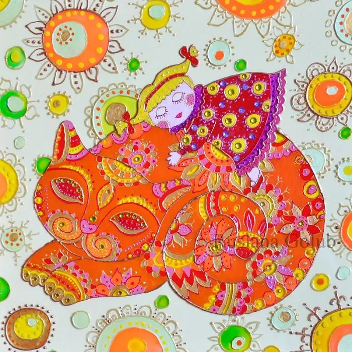 Colorful Cat Art By Ruslana Golub