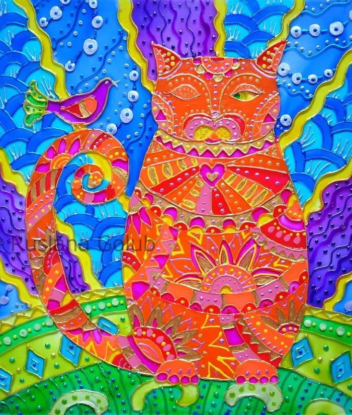 Colorful Cat Art By Ruslana Golub