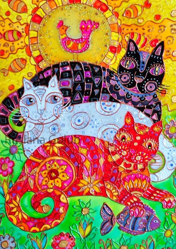 Colorful Cat Art By Ruslana Golub
