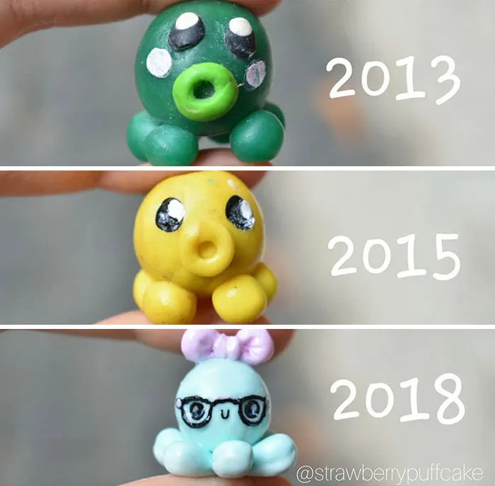 Artist Tries To Recreate Her Old Artworks, Gets Pleasantly Surprised By How Much She Has Evolved (41 Pics)