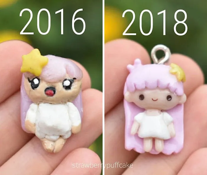Artist Tries To Recreate Her Old Artworks, Gets Pleasantly Surprised By How Much She Has Evolved (41 Pics)