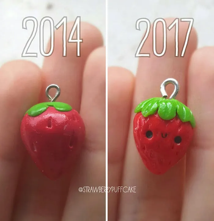 Esta artista intenta recrear sus creaciones antiguas y se sorprende agradablemente al ver la evolución