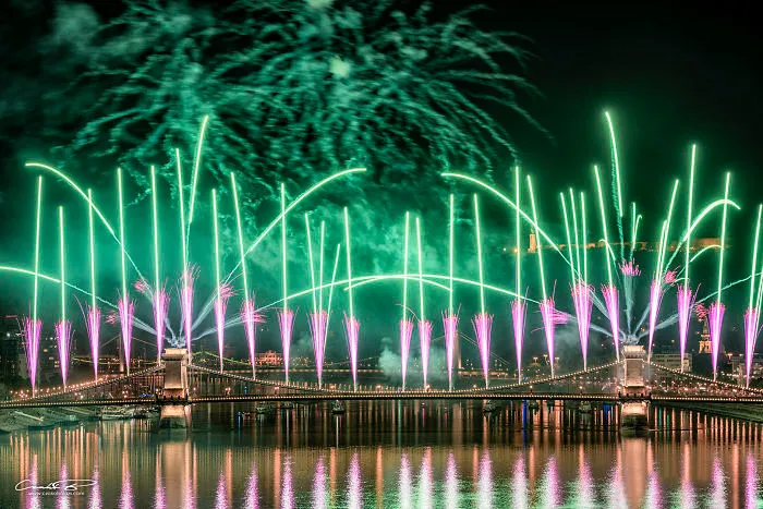 Fireworks Over The Parliament Of Hungary 2018