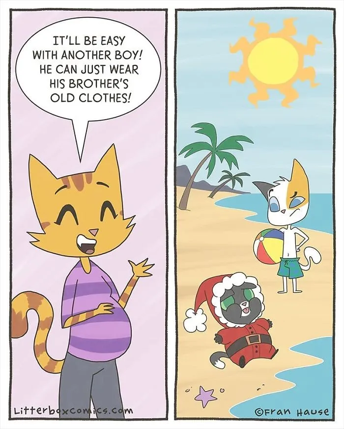 My Experience As A Mom Of Two Boys In 31 Comics With A Feline Twist