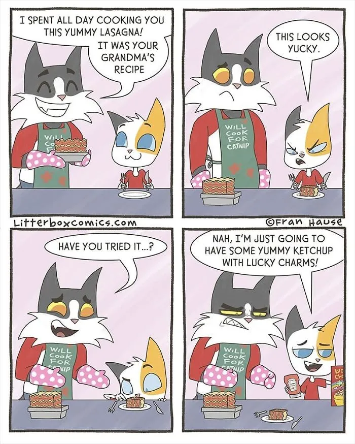 My Experience As A Mom Of Two Boys In 31 Comics With A Feline Twist