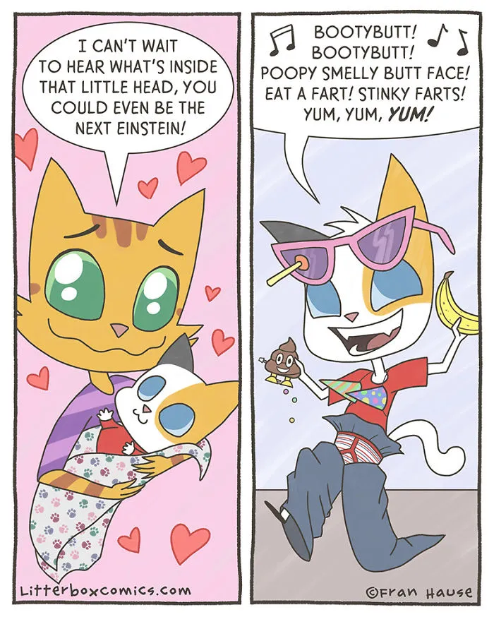My Experience As A Mom Of Two Boys In 31 Comics With A Feline Twist
