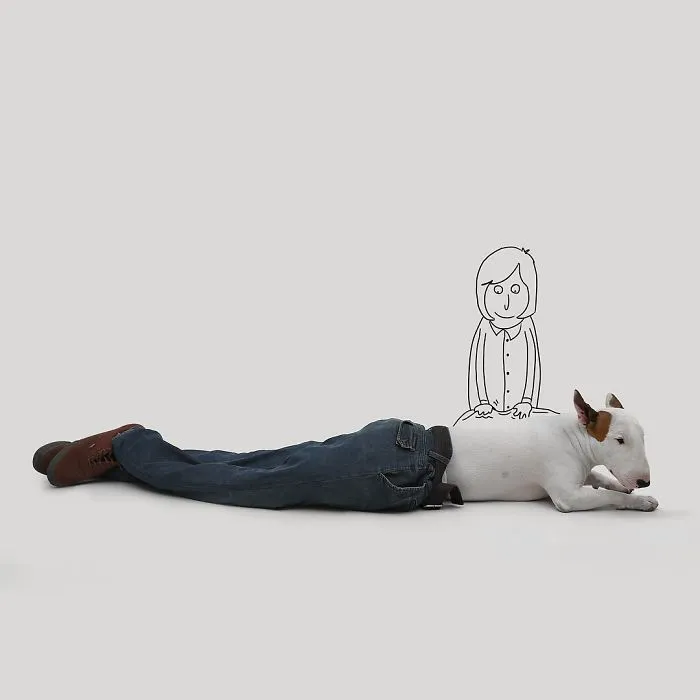 Guy Whose Wife Left Him With Nothing But A Dog Continues To Put Him In Fun Scenarios (116 New Pics)