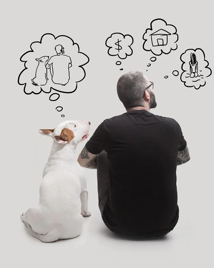 Guy Whose Wife Left Him With Nothing But A Dog Continues To Put Him In Fun Scenarios (116 New Pics)