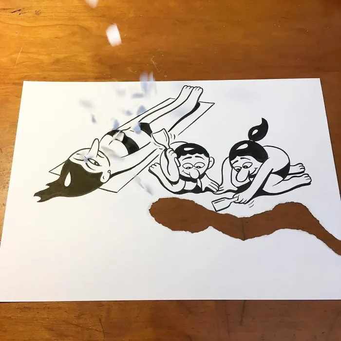 Artist Brings His Drawings To Life By Playing With A Simple Piece Of Paper